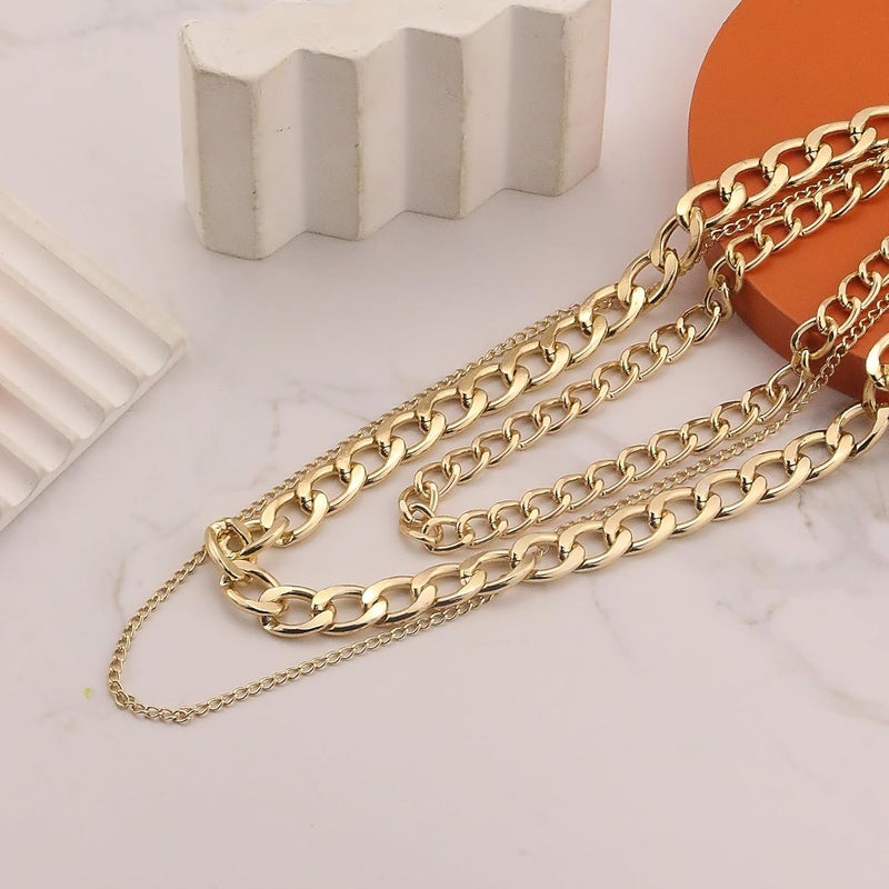ANGLEQUEEN Chunky Silver Necklaces for Women Silver Layered Pirate Necklaces Punk 8090s Hip Hop Cuban Link Chain Necklace Layered Choker Necklace Pirate Prom Jewelry Freaknik Outfit Accessories - Image 5